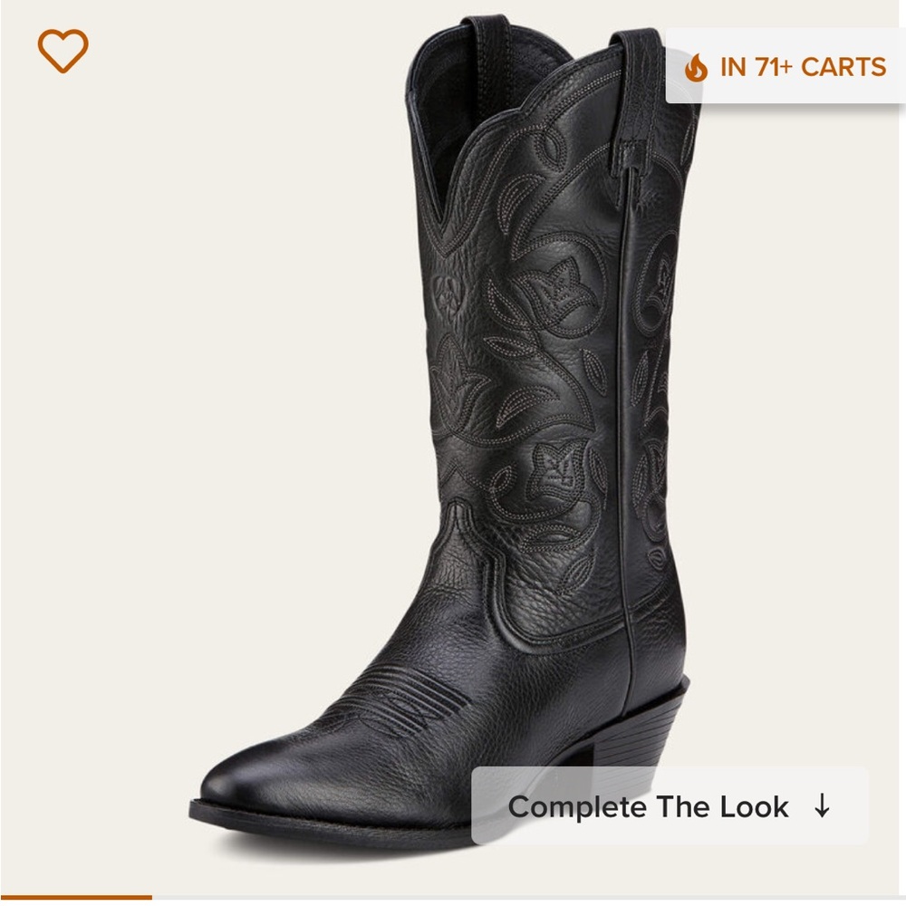 HERITAGE R TOE WESTERN BOOT 7/BLACK DEERTAN/B/MEDIUM/WIDE